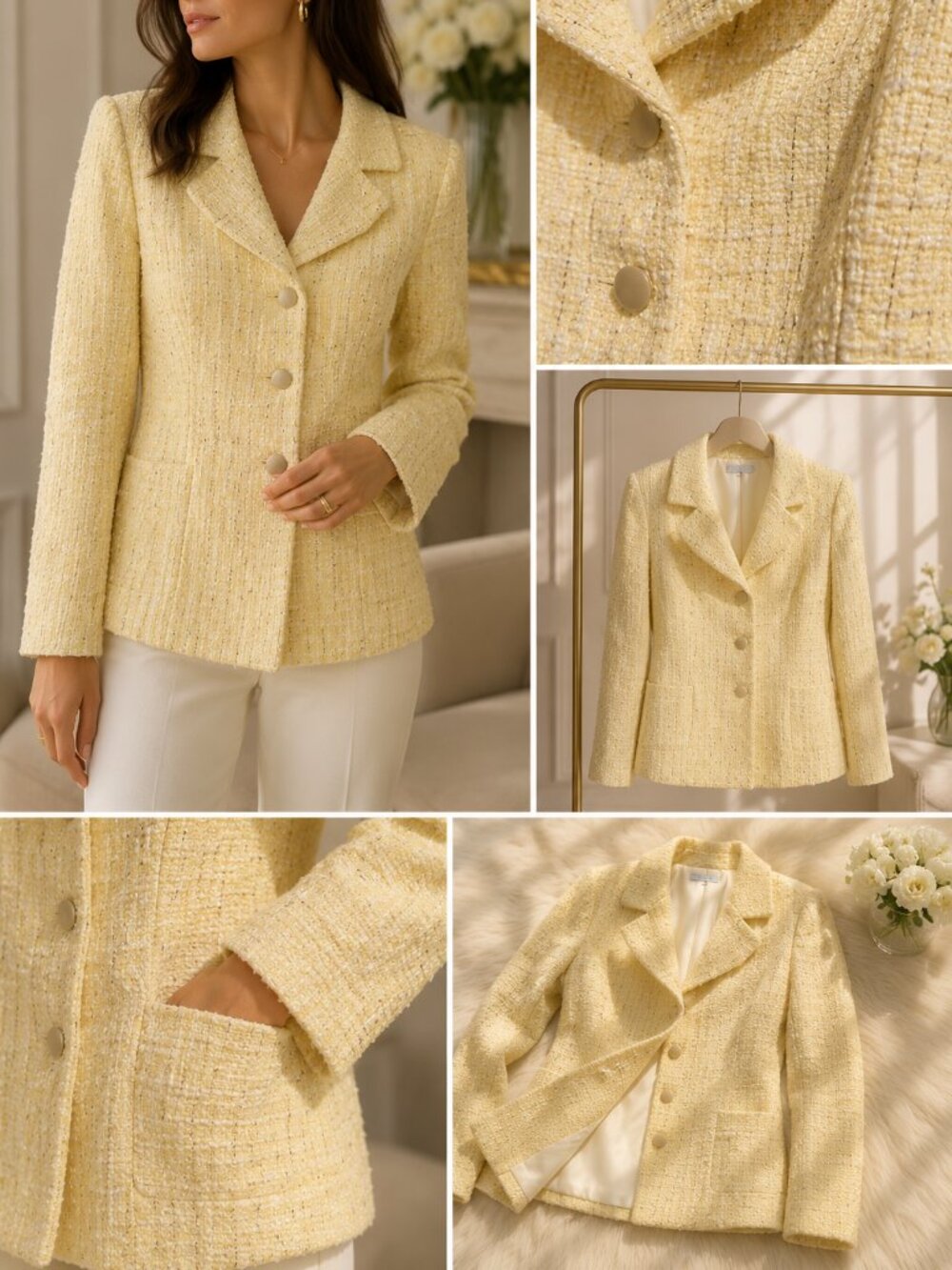 Antonio Melani Blazer. Size:  6. Color:  Yellow with brown with Brown & White.